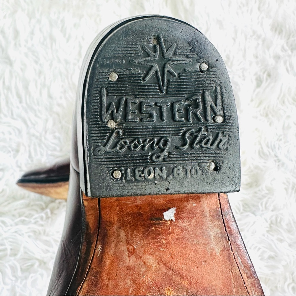 Mens Burgundy Leather Western Boots - Picture 13 of 16